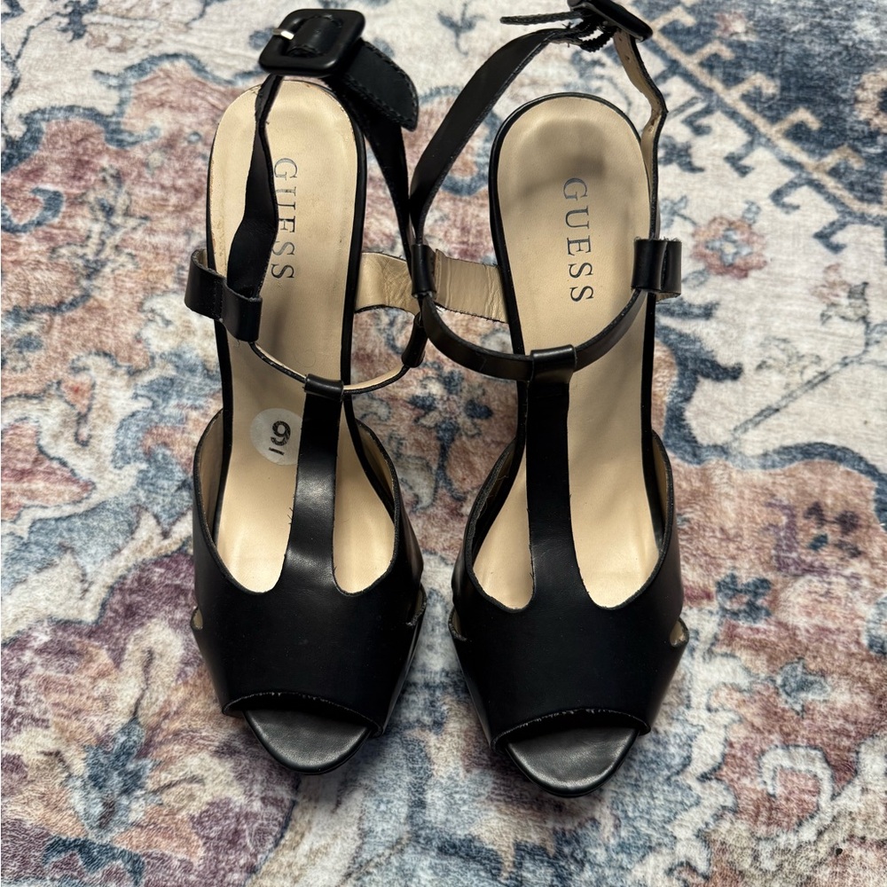 Guess Black Strappy Heels